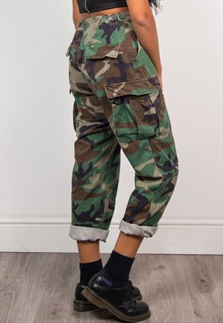 90'S VINTAGE CAMOUFLAGE ARMY CAMO GRUNGE TROUSERS