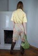 VINTAGE 90'S PASTEL LIGHT BAGGY LONG BLOUSE SHIRT IN YELLOW