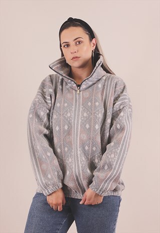 VINTAGE 90'S CRAZY PRINT FLEECE JACKET /A10078