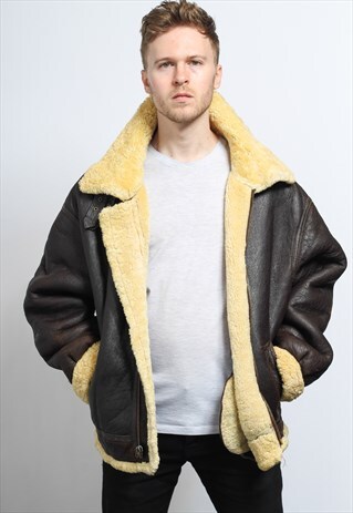 VINTAGE LEATHER AVIATOR FLEECE JACKET
