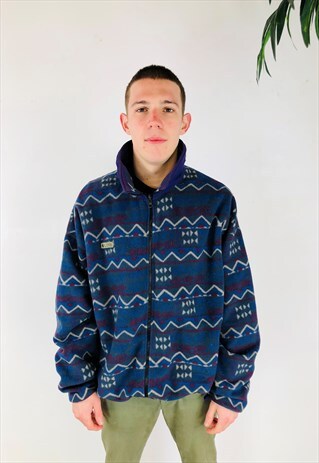 BLUE COLUMBIA PATTERN QUARTER ZIP FLEECE