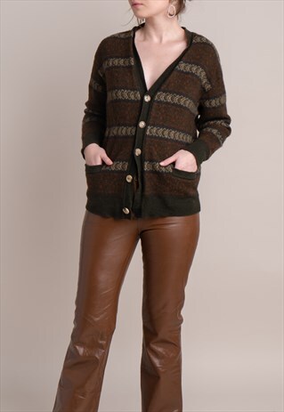 90S PATTERNED LAMBSWOOL CARDIGAN