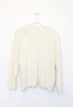 Vintage New Jersey knit sweatshirt in white. Best fits M