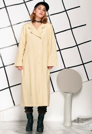 90S VINTAGE TRENCH COAT IN VANILLA YELLOW