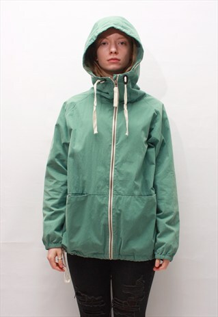 VINTAGE 90' BEAUTIFUL PASTEL GREEN JACKET WITH HOOD