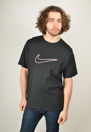 VINTAGE NIKE T-SHIRT SWOOSH LOGO BLACK