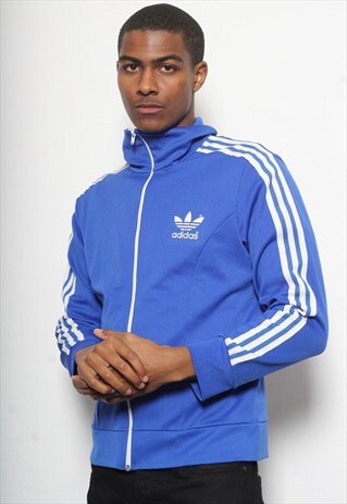 VINTAGE ADIDAS LOGO TRACK TOP JACKET BLUE