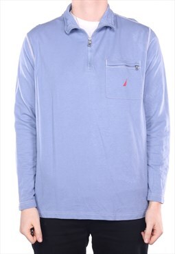 Vintage Nautica - Blue Embroidered Quarter Zip Sweatshirt - 