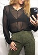 Sheer Black Loose Fit Blouse 