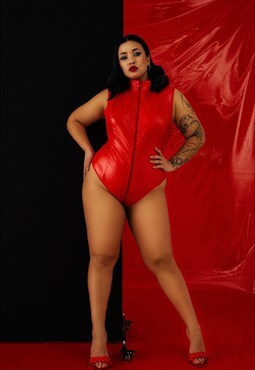 Red Erotic Role Play Bodysuit