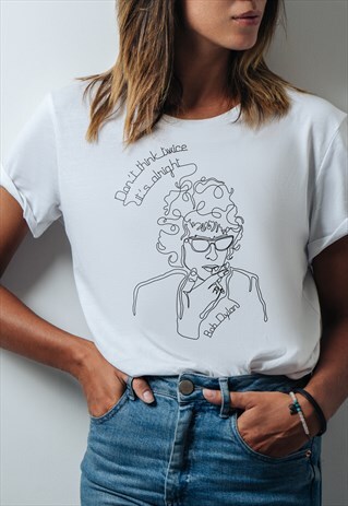 BOB DYLAN INSPIRED T SHIRT UNISEX WHITE VINTAGE 60'S