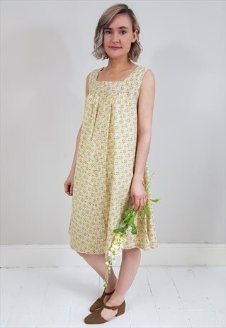 VINTAGE 70'S COTTON FLORAL SMOCK DRESS