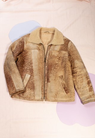 VINTAGE MARLBORO SHEARLING COAT 90S SUEDE LEATHER JACKET