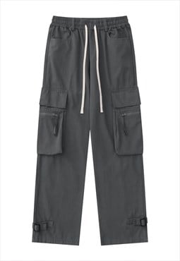 Parachute joggers utility pants cargo pocket trousers grey