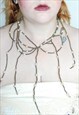 SILVER BEADED LARGE STATEMENT NECKLACE W PEARLS BOHO GRUNG