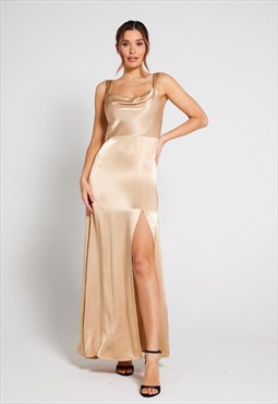 Layla Cami Satin Maxi Gown Dress - Champagne