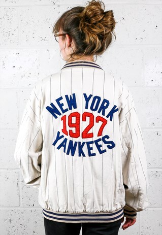 VINTAGE NEW YORK YANKEES REVERSIBLE BASEBALL VARSITY JACKET