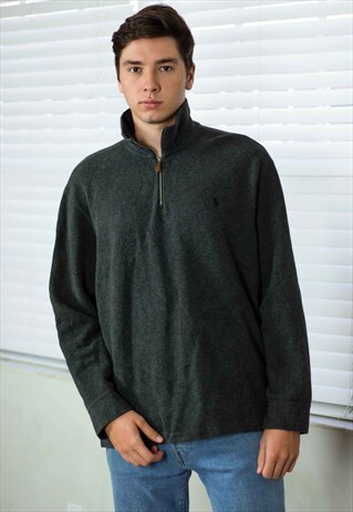 VINTAGE POLO RALPH LAUREN 1/4 ZIP JUMPER LOGO 90S XL 20.8