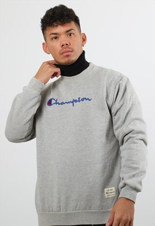 VINTAGE CHAMPION EMBROIDERED SPELL OUT SWEATSHIRT