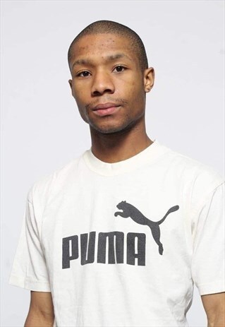 VINTAGE PUMA PRINT LOGO T-SHIRT WHITE