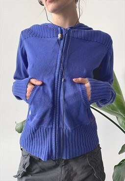 Vintage Y2K Spring Blue Coconut Girl Light Zip Knit Hoodie