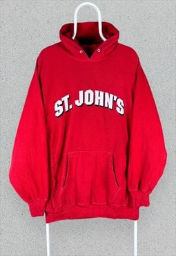 Vintage St Johns Red Heavyweight Hoodie Mens Large