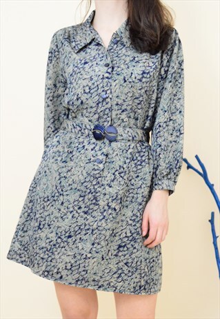 VINTAGE 70S DARK FLORAL REWORKED MINI SECRETARY DRESS