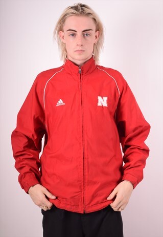 ADIDAS MENS VINTAGE TRACKSUIT TOP JACKET LARGE RED 90S