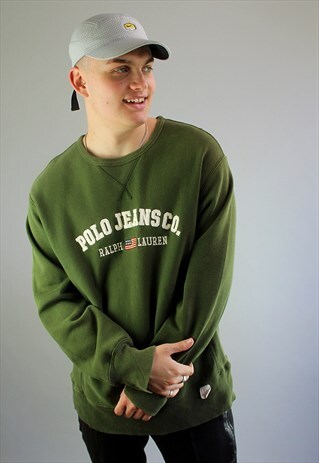 VINTAGE POLO RALPH LAUREN GREEN SPELL OUT SWEATSHIRT