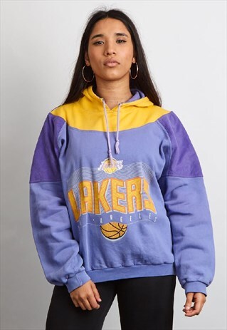 VINTAGE 90'S LAKERS BASKETBALL PURPLE HOODIE