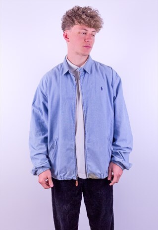 VINTAGE RALPH LAUREN DENIM HARRINGTON JACKET IN BLUE