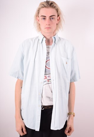 RALPH LAUREN MENS VINTAGE SHIRT SMALL BLUE STRIPES 90S