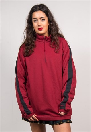 NIKE VINTAGE 90'S BURGUNDY OVERSIZED QUARTER ZIP SWEATSHIRT