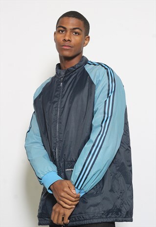 VINTAGE ADIDAS LOGO PADDED JACKET BLUE