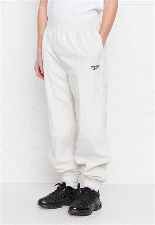 VINTAGE RETRO BEIGE REEBOK TRACK BOTTOMS JOGGERS