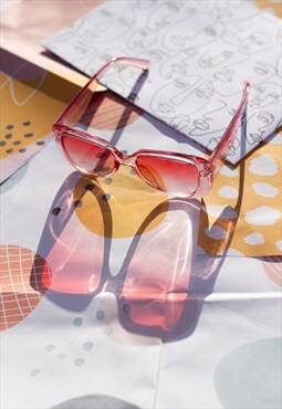 Transparent Pink Chunky Drop Sunglasses