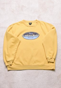 Vintage 90s Yellow Colorado Print Sweater