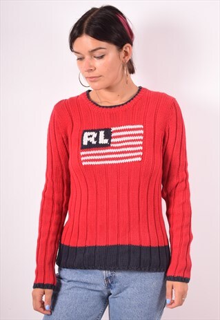POLO RALPH LAUREN WOMENS VINTAGE JUMPER SWEATER MEDIUM 90S
