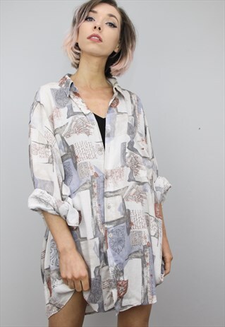 VINTAGE 80S/90S OVERSIZED PATTERNED SHIRT
