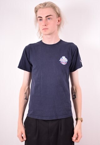 CHAMPION MENS VINTAGE T-SHIRT TOP SMALL BLUE