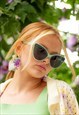 GREEN EXAGGERATED FRONT LENS CAT EYE SUNGLASSES