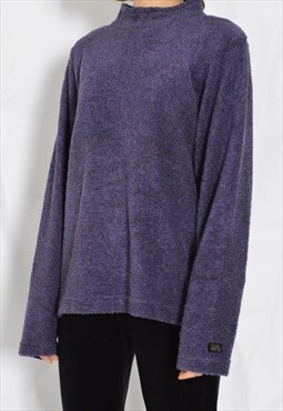 Vintage 90s Purple Fleece Mock Neck Jumper