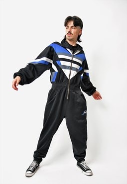 80s vintage one piece tracksuit mens black 1980s retro