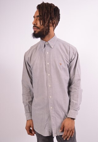 POLO RALPH LAUREN MENS VINTAGE SHIRT MEDIUM GREY 90S