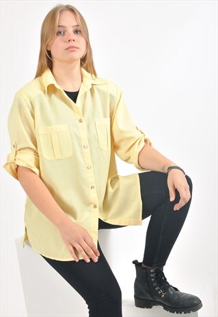 VINTAGE 90'S OVERSIZE BLOUSE IN YELLOW