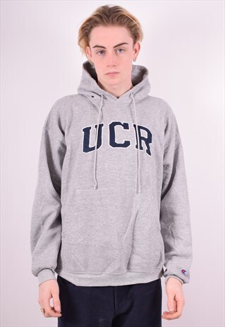 CHAMPION MENS VINTAGE HOODIE JUMPER XL GREY 90'S