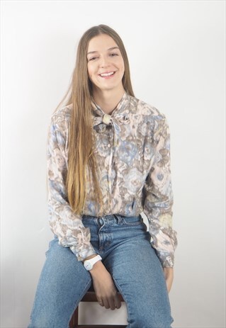 VINTAGE PASTEL PUSSY BOW JH BLOUSE