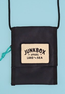 Junkbox Recycled Cross Body Pouch in Black with Woven Patch