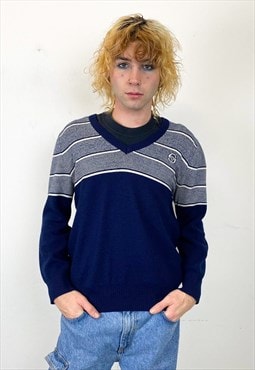 Vintage 90s v neck blue jumper 