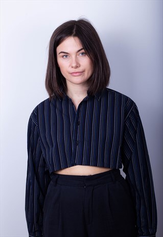 YSL CROPPED STRIPED SHIRT